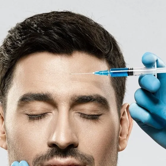 Skin booster injection to the forehead